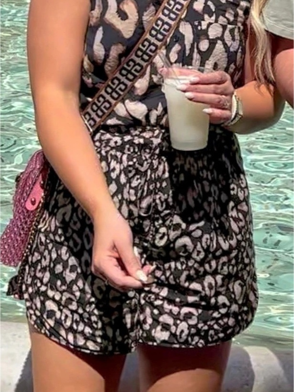 H&M Animal Print Set in Black & Cream Size Small top. Medium bottom.